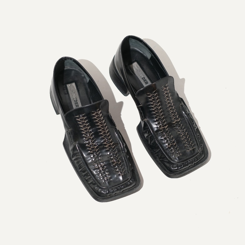 Jil Sander Corsaro Stitched Square Toe Leather Loafers 37.5